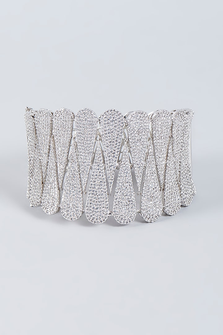 White Finish Zircons Bracelet by Studio6 Jewels at Pernia's Pop Up Shop