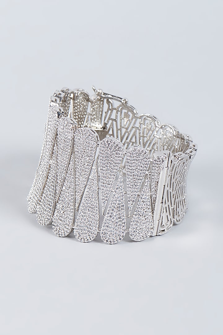 White Finish Zircons Bracelet by Studio6 Jewels at Pernia's Pop Up Shop