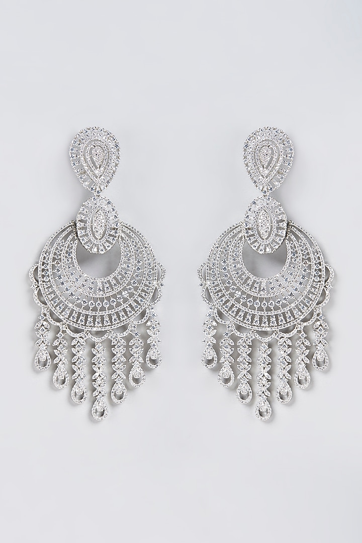 White Finish Zircon Diamonds Earrings by Studio6 Jewels at Pernia's Pop Up Shop