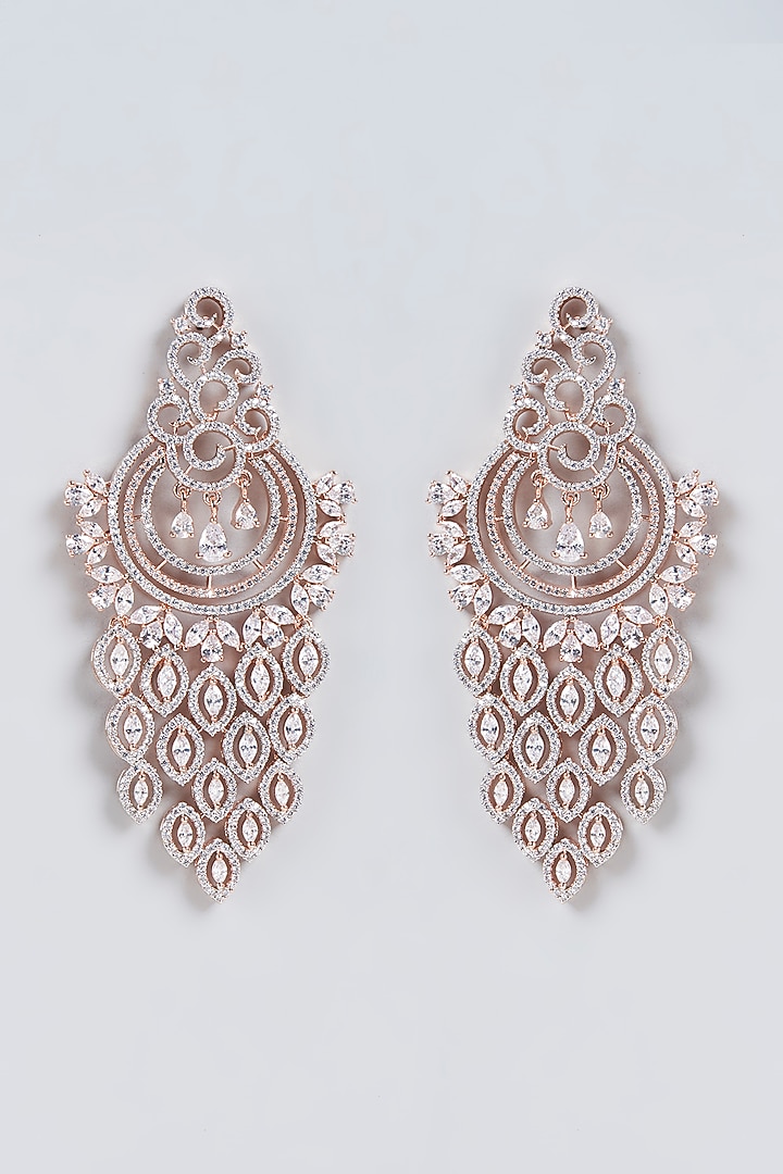 Rose Gold Finish Zircon Diamonds Earrings by Studio6 Jewels at Pernia's Pop Up Shop