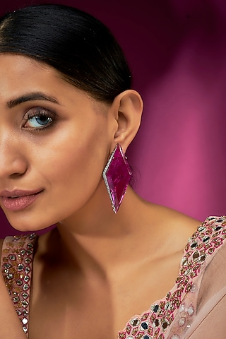 Red Ruby Synthetic Stone Stud Earrings by Studio6 Jewels