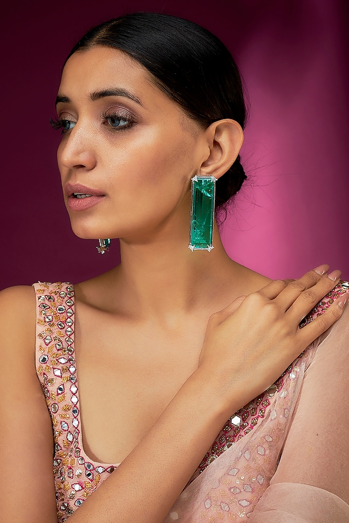 Green Emerald Stud Earrings by Studio6 Jewels