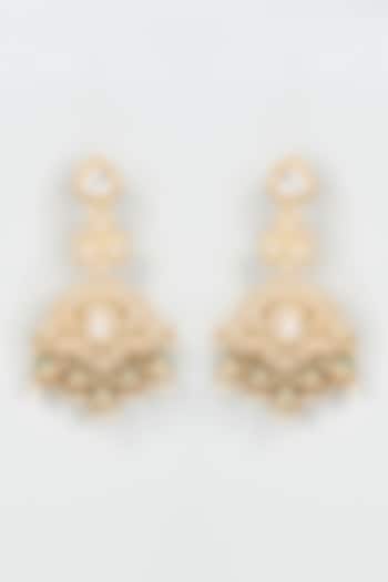 Gold Finish Kundan Polki Dangler Earrings by Studio6 Jewels