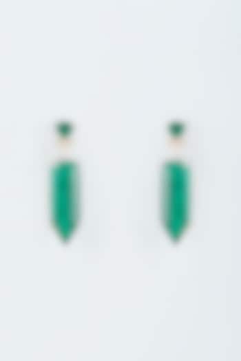 White Finish Zircon & Green Doublet Stone Dangler Earrings by Studio6 Jewels at Pernia's Pop Up Shop