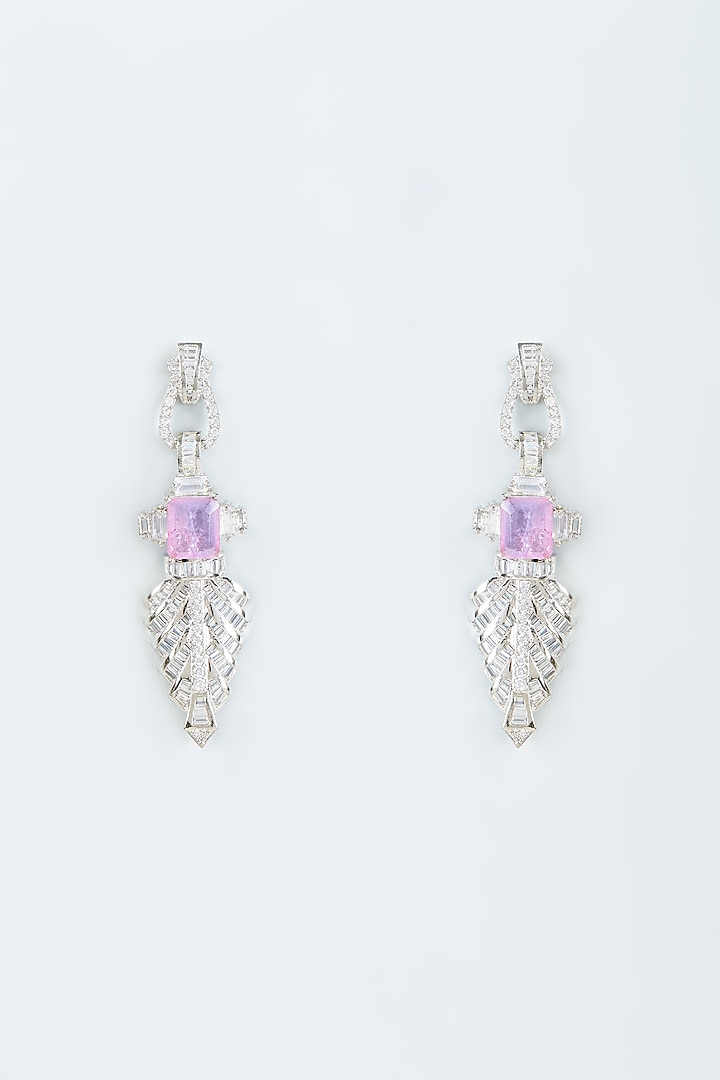 White Finish Zircon & Pastel Stone Dangler Earrings by Studio6 Jewels at Pernia's Pop Up Shop
