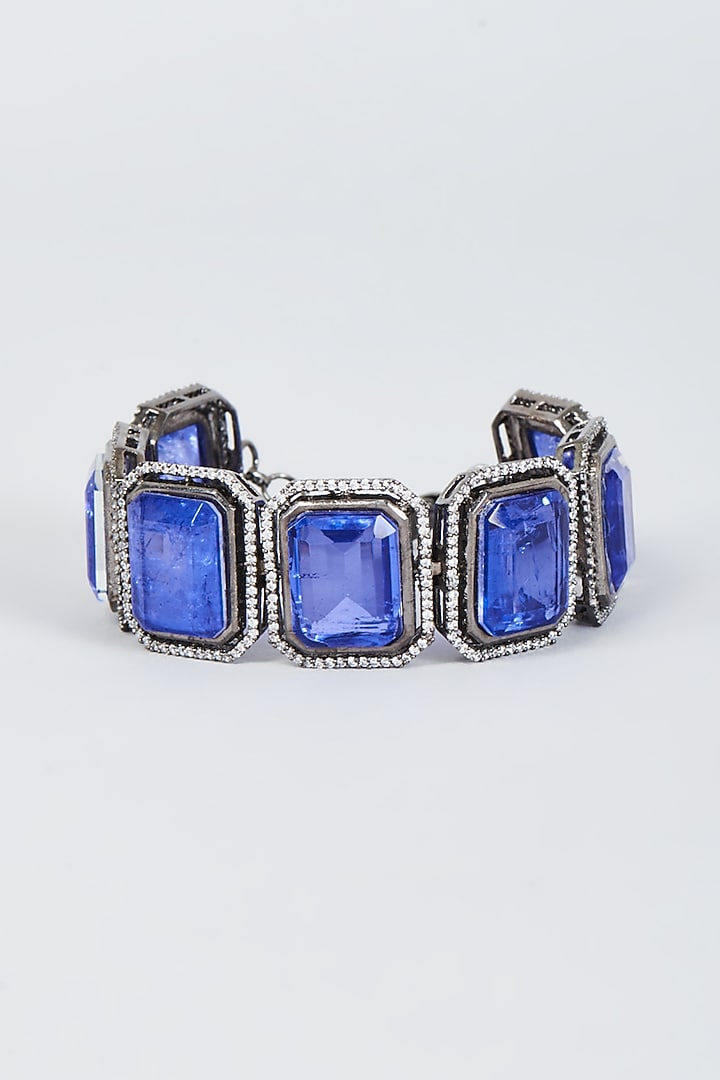 Black Rhodium Finish Zircon & Purple Stone Bracelet by Studio6 Jewels at Pernia's Pop Up Shop