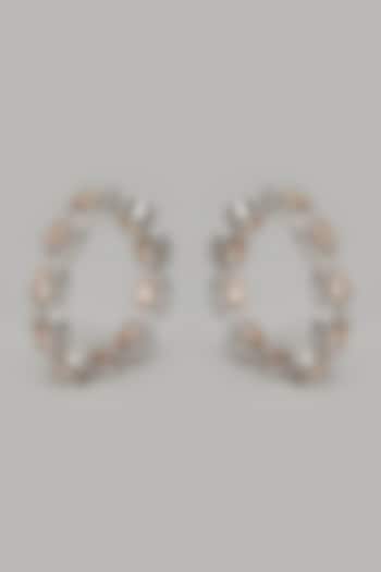 White Finish Zircon & Yellow Stone Hoop Earrings by Studio6 Jewels