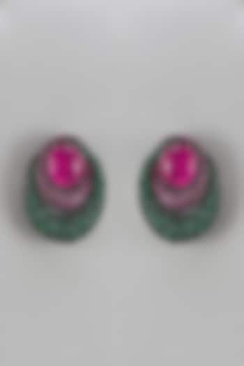 Black Rhodium Finish Multi-Colored Zircon Stud Earrings by Studio6 Jewels at Pernia's Pop Up Shop