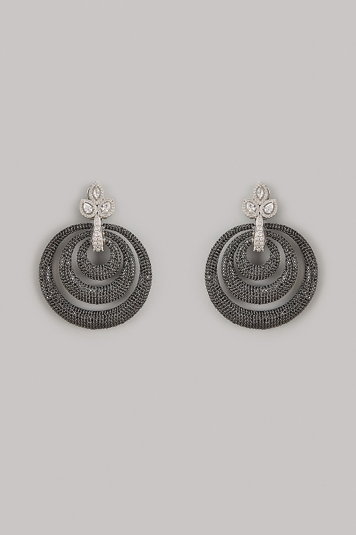 White Finish Zircon Layered Dangler Earrings by Studio6 Jewels