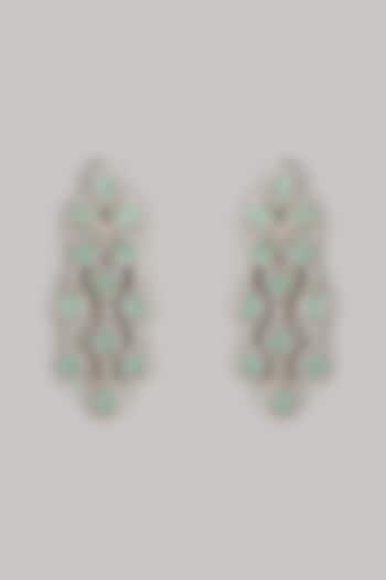White Finish Aqua Zircon Dangler Earrings by Studio6 Jewels