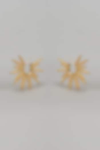 Gold Finish Textured Sun Ray Stud Earrings by Studio6 Jewels at Pernia's Pop Up Shop