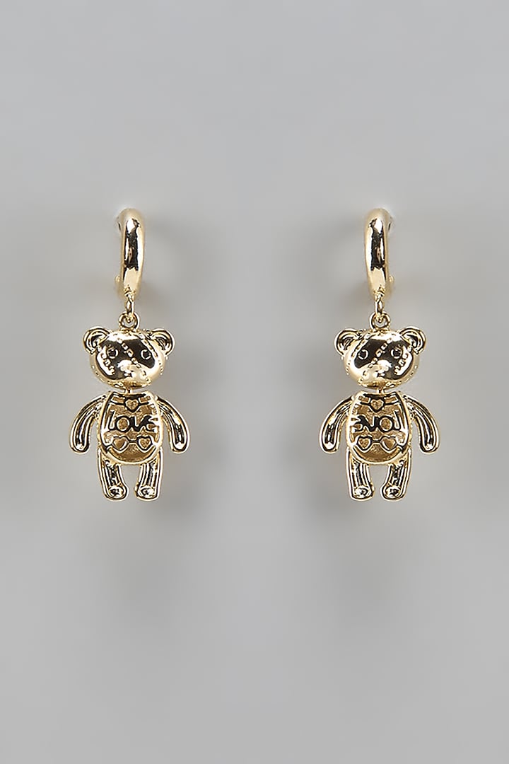 Gold Finish Bear Motif Dangler Earrings by Studio6 Jewels at Pernia's Pop Up Shop