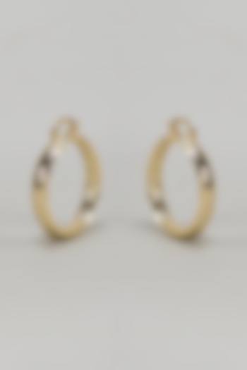 Gold Finish Textured Hoop Earrings by Studio6 Jewels at Pernia's Pop Up Shop