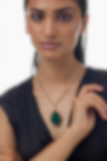 Gold Finish Green Stone Link Chain Necklace by Studio6 Jewels at Pernia's Pop Up Shop