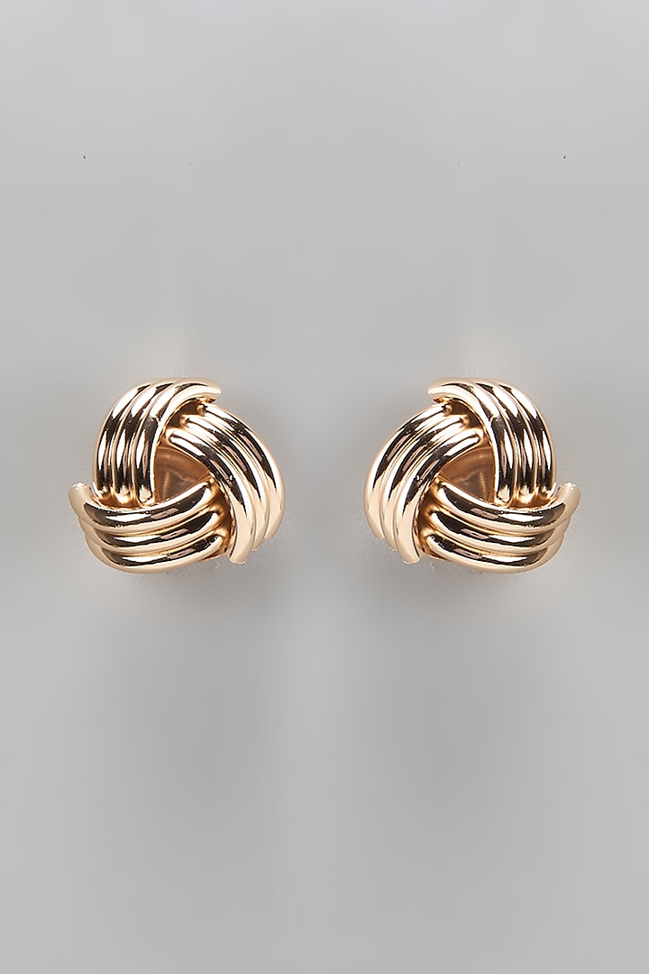 Gold Finish Twisted Knot Stud Earrings by Studio6 Jewels at Pernia's Pop Up Shop
