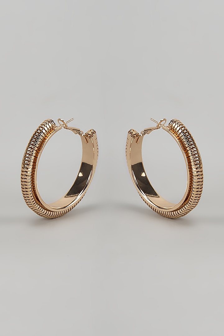 Rose Gold Finish Textured Hoop Earrings by Studio6 Jewels at Pernia's Pop Up Shop