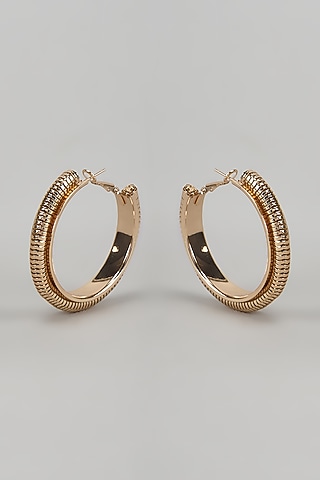 Rose Gold Finish Textured Hoop Earrings by Studio6 Jewels