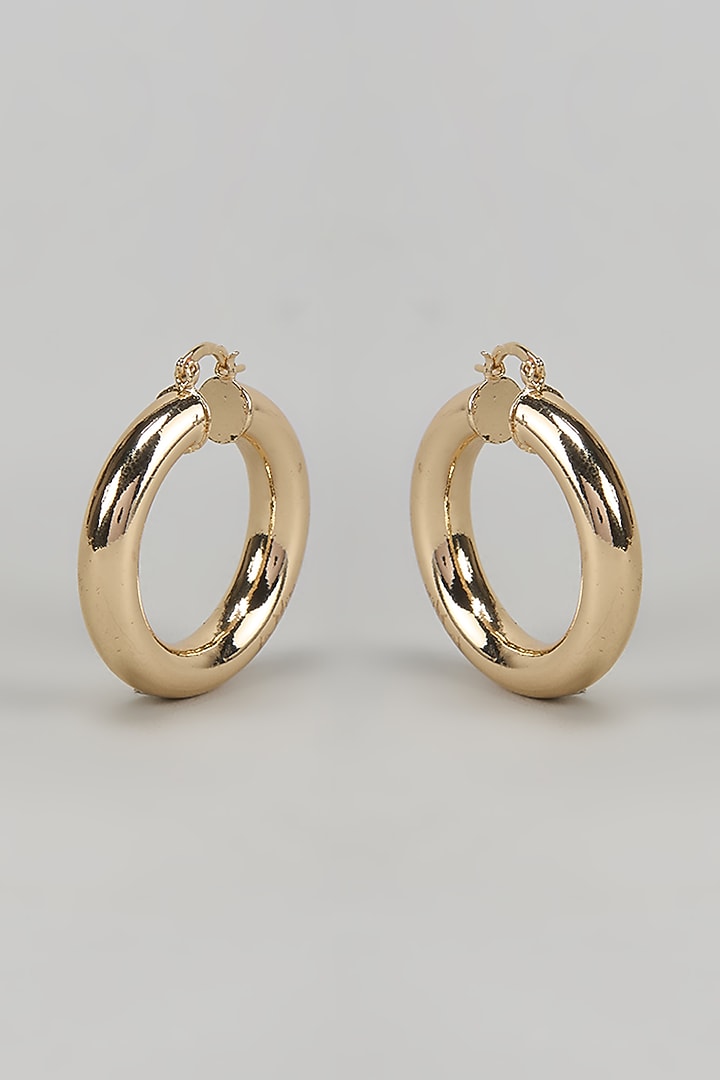Gold Finish Hoop Earrings by Studio6 Jewels at Pernia's Pop Up Shop