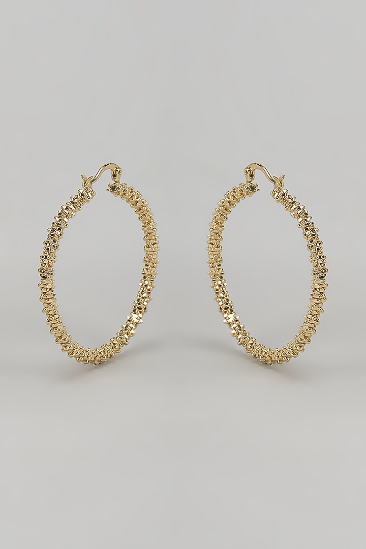 Gold Finish Cracking Metal Ball Hoop Earrings by Studio6 Jewels at Pernia's Pop Up Shop