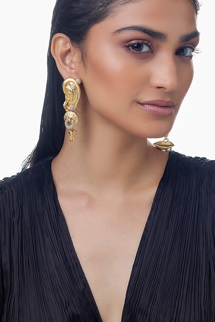 Gold Finish Green Stone & Pearl Long Necklace by Studio6 Jewels at Pernia's Pop Up Shop