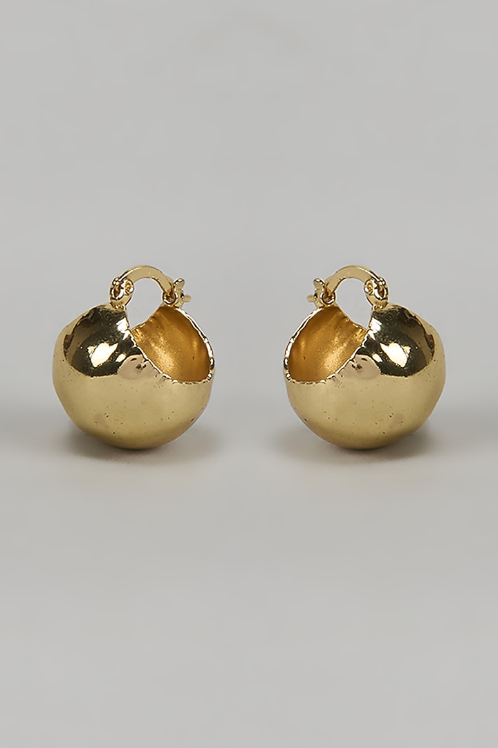 Gold Finish Globe Stud Earrings by Studio6 Jewels at Pernia's Pop Up Shop