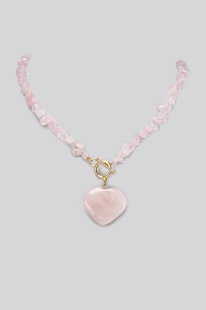 Pink Quartz Heart Necklace by Studio6 Jewels at Pernia's Pop Up Shop