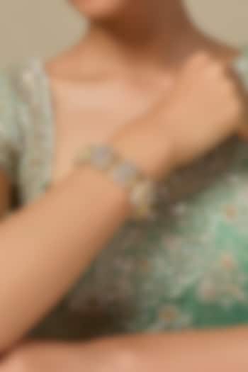 Two-Tone Finish Kundan Polki Openable Bracelet by Studio6 Jewels at Pernia's Pop Up Shop