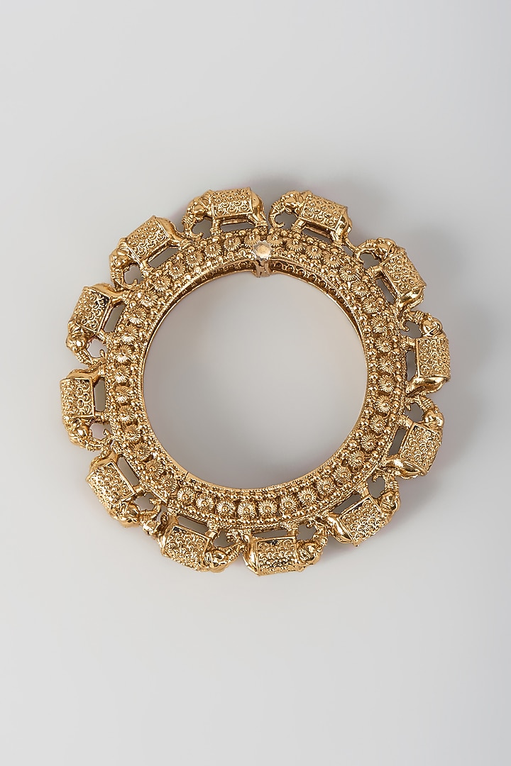 Two-Tone Finish Kundan Polki Openable Bracelet by Studio6 Jewels at Pernia's Pop Up Shop