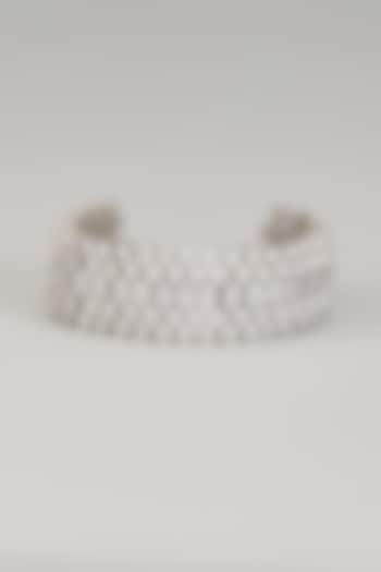 White Finish Zircon Broad Bracelet by Studio6 Jewels at Pernia's Pop Up Shop