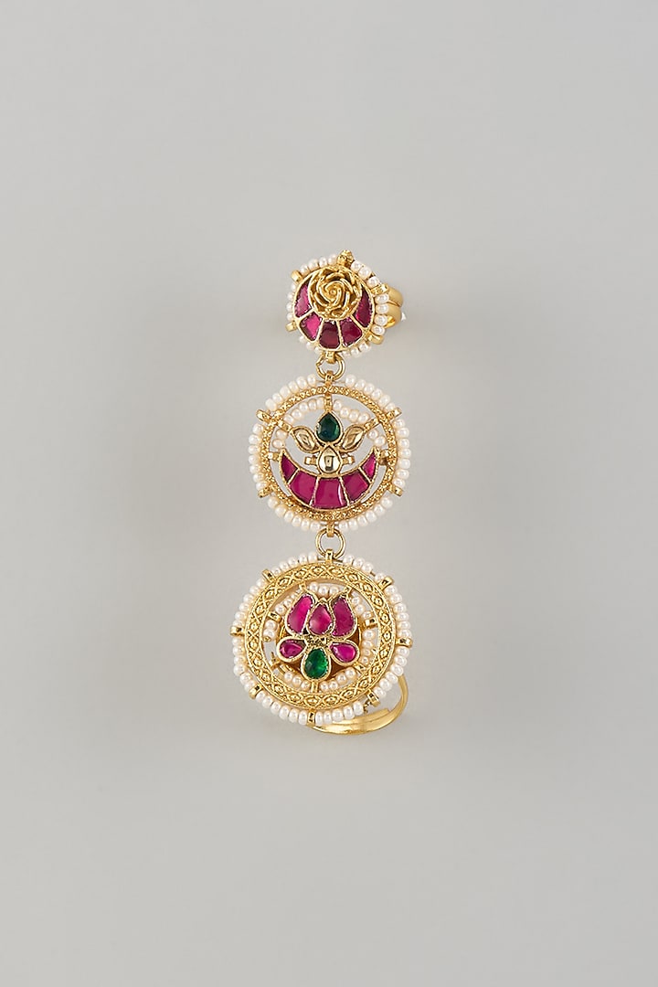 Gold Finish Kundan Polki Ring by Studio6 Jewels at Pernia's Pop Up Shop