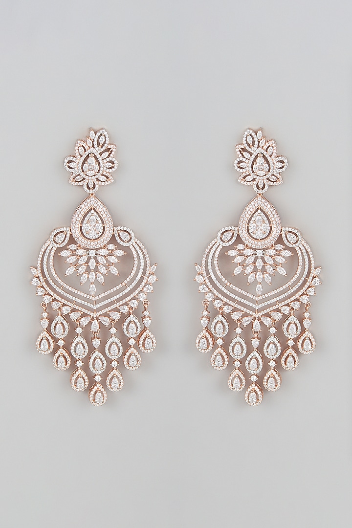 Rose Gold Finish Diamond Earrings by Studio6 Jewels at Pernia's Pop Up Shop