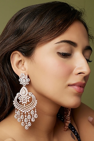 Rose Gold Finish Diamond Earrings by Studio6 Jewels