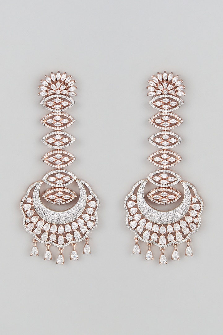 Rose Gold Finish Diamond Dangler Earrings by Studio6 Jewels at Pernia's Pop Up Shop