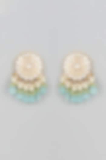 Gold Finish Kundan Polki Chandbali Earrings by Studio6 Jewels at Pernia's Pop Up Shop