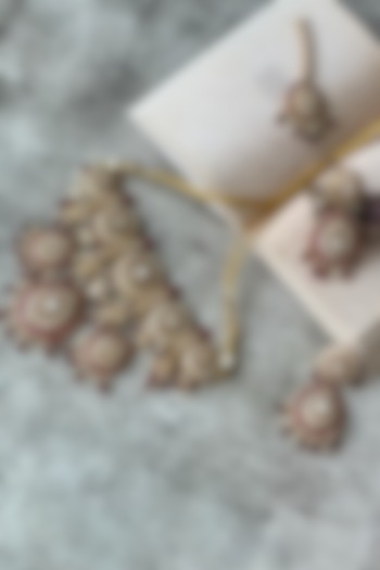 Gold Finish Kundan & Red Stone Choker Necklace Set by Studio6 Jewels at Pernia's Pop Up Shop