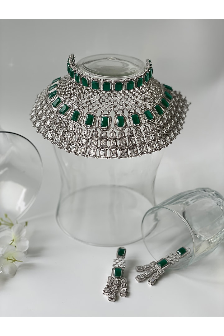 White Finish Zircon Choker Necklace Set by Studio6 Jewels at Pernia's Pop Up Shop