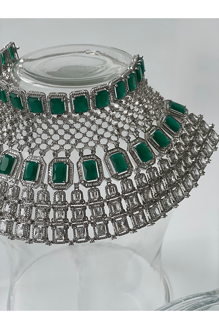 White Finish Zircon Choker Necklace Set by Studio6 Jewels at Pernia's Pop Up Shop