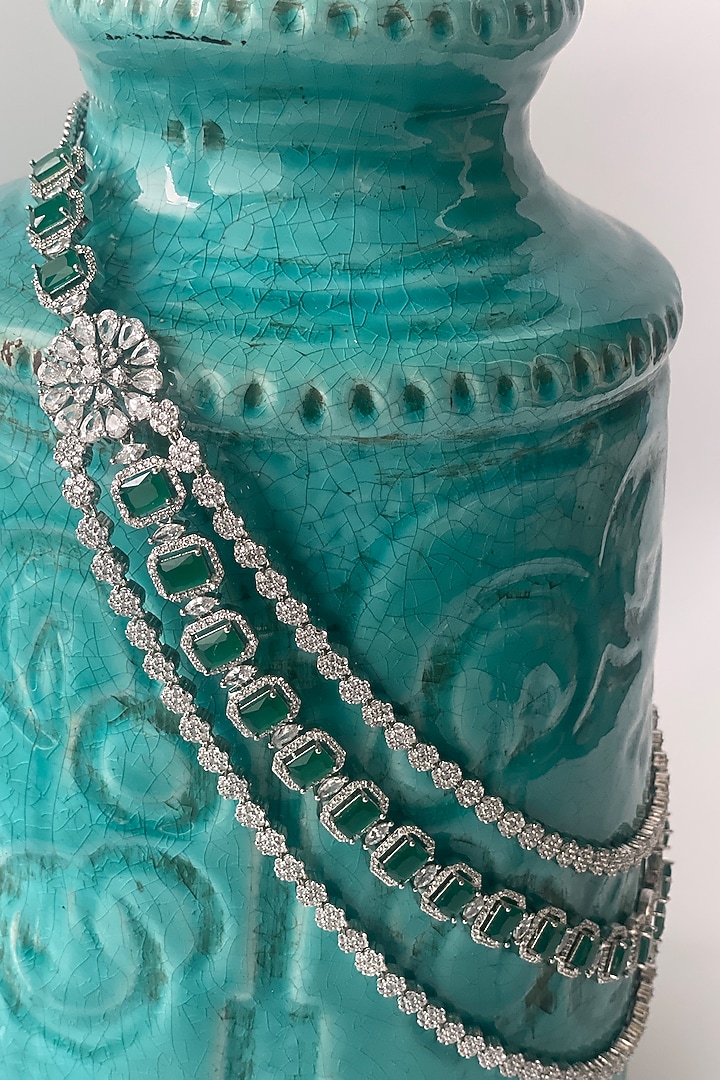 White Finish Zircon Layered Necklace Set by Studio6 Jewels at Pernia's Pop Up Shop