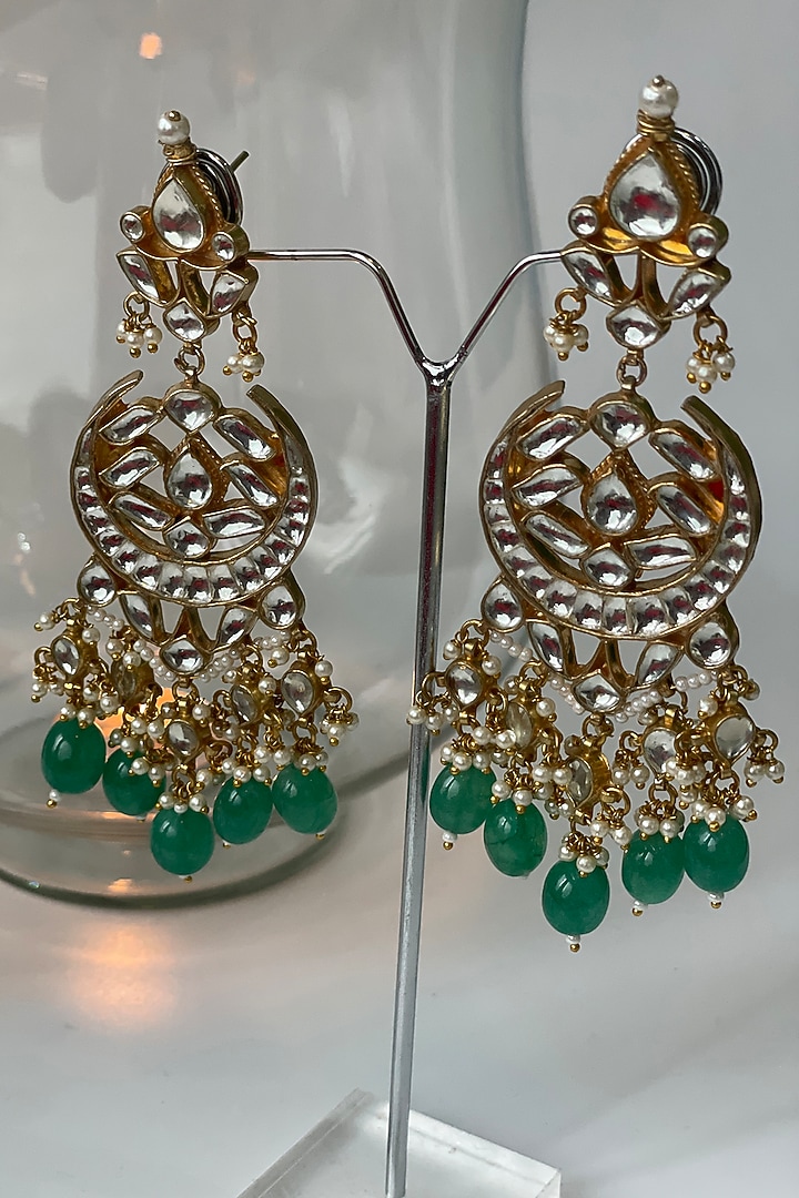 Gold Finish Kundan Polki Choker Necklace Set by Studio6 Jewels at Pernia's Pop Up Shop