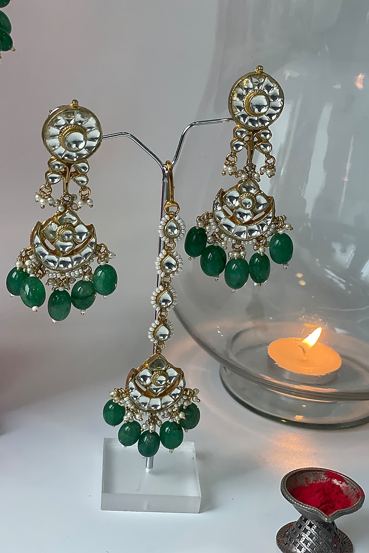 Gold Finish Kundan Polki Choker Necklace Set by Studio6 Jewels at Pernia's Pop Up Shop
