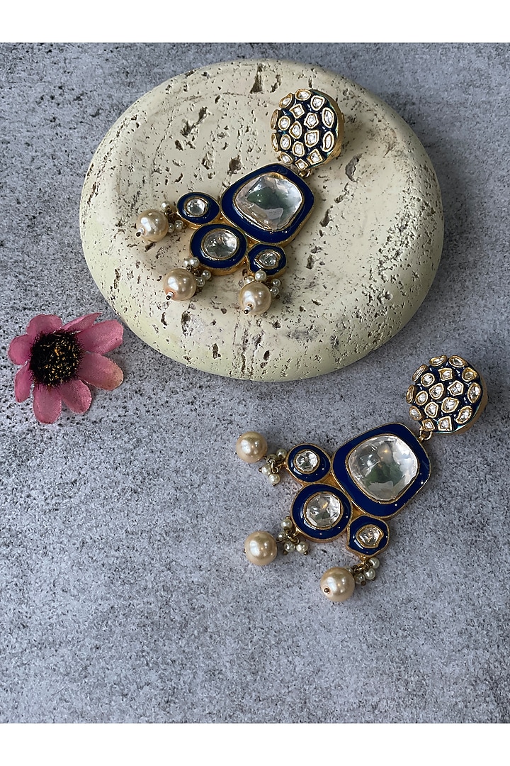 Gold Finish Pachi Kundan Polki Meenakari Choker Necklace Set by Studio6 Jewels at Pernia's Pop Up Shop