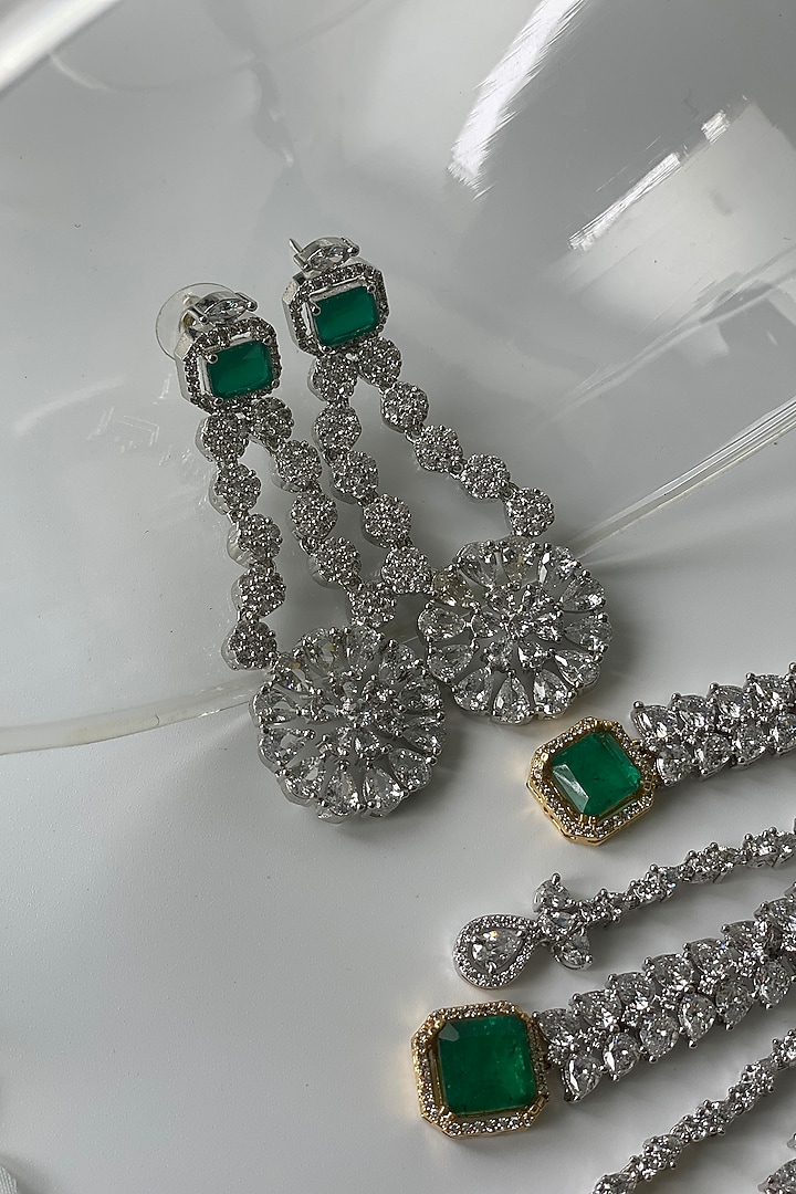 White Finish Zircon & Stone Choker Necklace Set by Studio6 Jewels at Pernia's Pop Up Shop