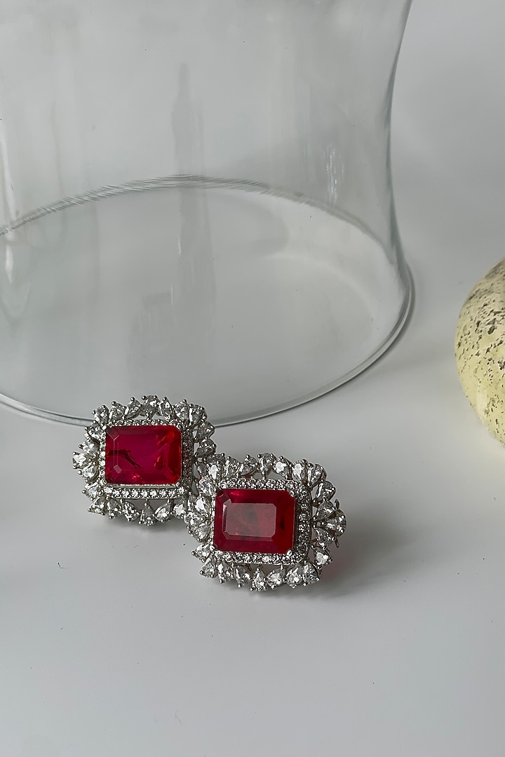 White Finish Zircon & Ruby Choker Necklace Set by Studio6 Jewels at Pernia's Pop Up Shop