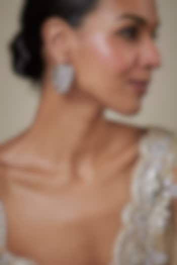 White Finish Zircon Layered Hoop Earrings by Studio6 Jewels at Pernia's Pop Up Shop