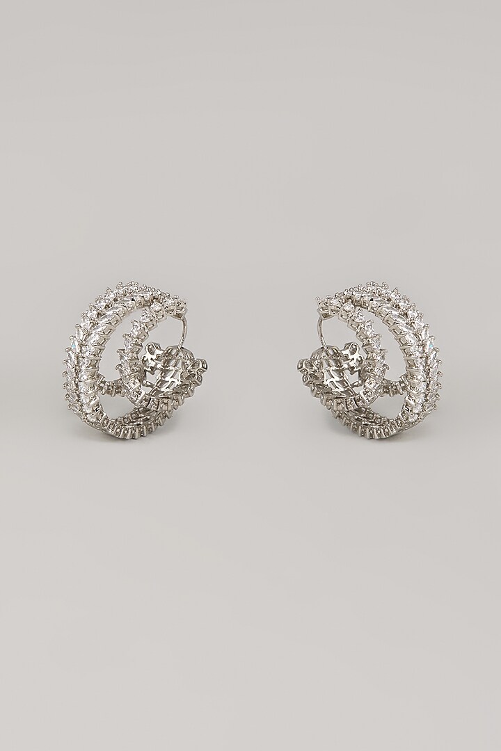 White Finish Zircon Layered Hoop Earrings by Studio6 Jewels at Pernia's Pop Up Shop