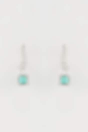 White Finish Zircon & Green Stone Dangler Earrings by Studio6 Jewels at Pernia's Pop Up Shop