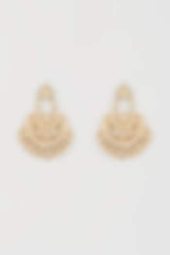 Gold Finish Pachi Kundan Polki Chandbali Earrings by Studio6 Jewels at Pernia's Pop Up Shop