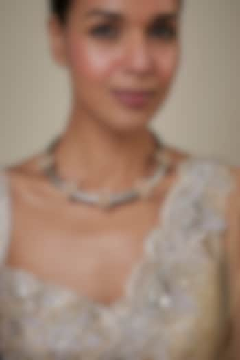 Black Rhodium Finish Kundan Polki Hasli Necklace by Studio6 Jewels at Pernia's Pop Up Shop