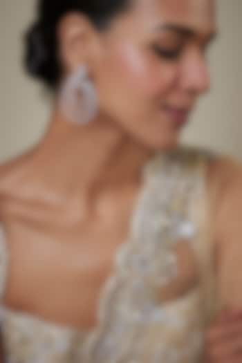 White Finish Zircon Layered Dangler Earrings by Studio6 Jewels at Pernia's Pop Up Shop