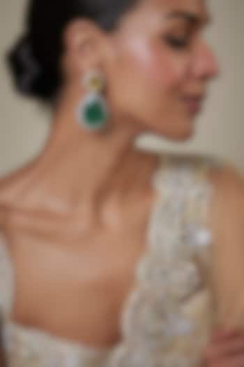 White Finish Multi-Colored Zircon Dangler Earrings by Studio6 Jewels at Pernia's Pop Up Shop